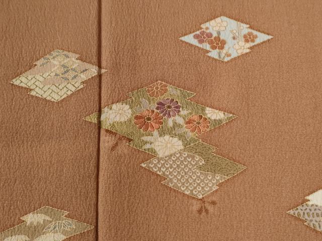 平和屋着物●訪問着 刺繍 松皮菱舞花文 金彩 正絹 逸品 CABG0123yc