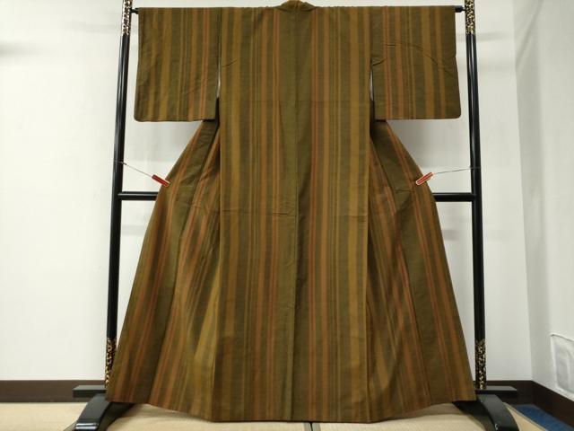 平和屋着物●上質な紬 縞 正絹 逸品 CABG0125yc