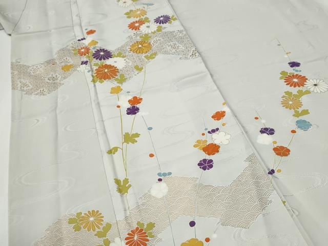 平和屋着物●創業460年・千總 訪問着 駒刺繍 菊花文 金彩 三越扱い 正絹 逸品 未使用 CABG0131yc
