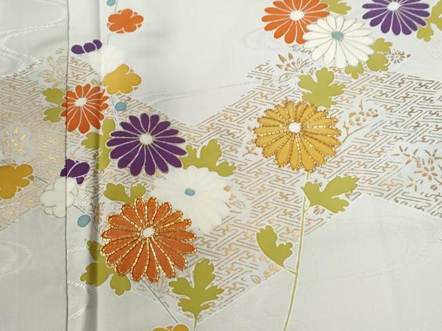 平和屋着物●創業460年・千總 訪問着 駒刺繍 菊花文 金彩 三越扱い 正絹 逸品 未使用 CABG0131yc