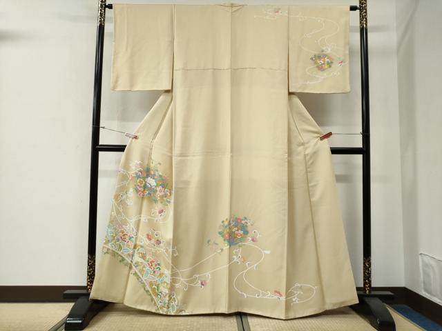 平和屋着物●訪問着 更紗花鳥唐草文 金彩 正絹 逸品 CABG0135yc