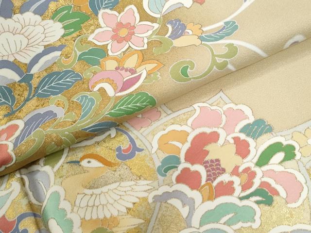 平和屋着物●訪問着 更紗花鳥唐草文 金彩 正絹 逸品 CABG0135yc