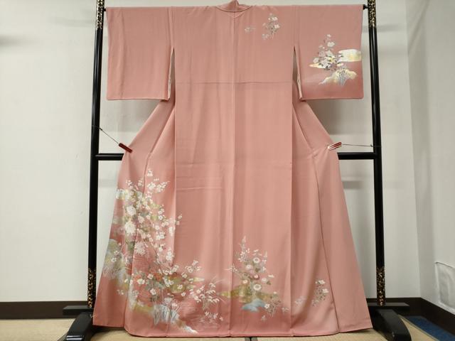 平和屋着物●訪問着 エ霞草花文 暈し染め 金銀彩 正絹 逸品 CABG0137yc
