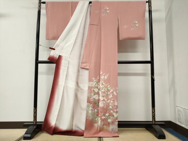 平和屋着物●訪問着 エ霞草花文 暈し染め 金銀彩 正絹 逸品 CABG0137yc