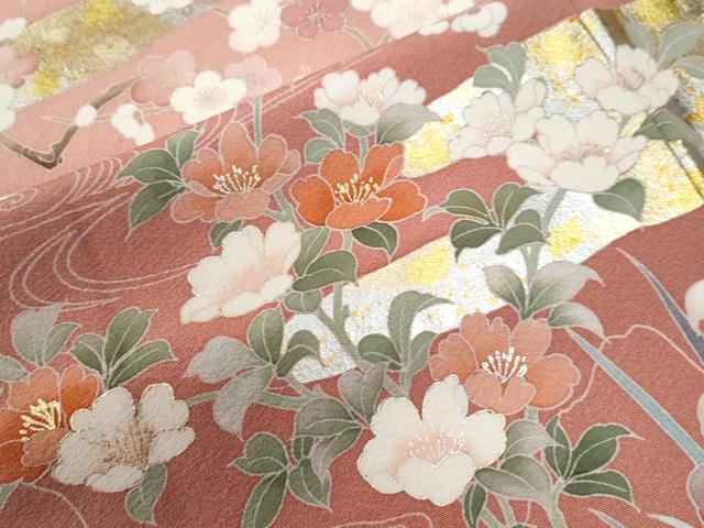 平和屋着物●訪問着 エ霞草花文 暈し染め 金銀彩 正絹 逸品 CABG0137yc