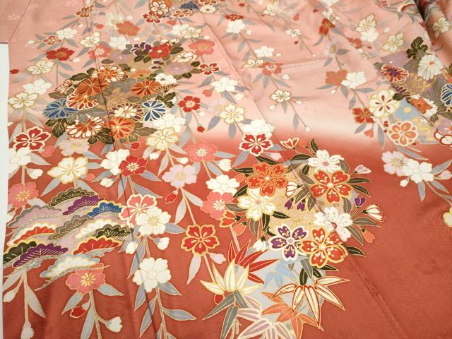 平和屋着物●豪華振袖 駒刺繍 花松文 暈し染め 金彩 正絹 逸品 CABG0138yc