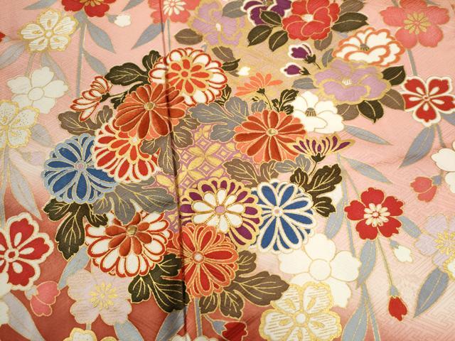 平和屋着物●豪華振袖 駒刺繍 花松文 暈し染め 金彩 正絹 逸品 CABG0138yc