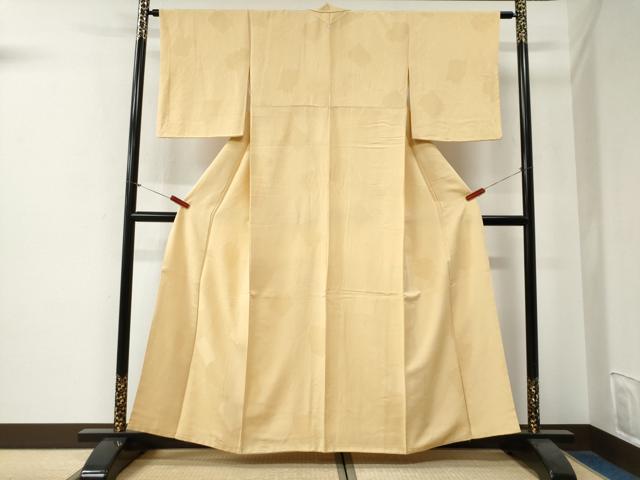 平和屋着物●上質な色無地 破れ色紙草花地紋 蜂蜜色 正絹 逸品 CABG0139yc