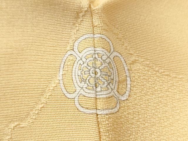 平和屋着物●上質な色無地 破れ色紙草花地紋 蜂蜜色 正絹 逸品 CABG0139yc