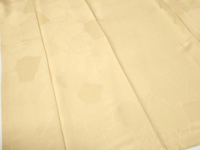 平和屋着物●上質な色無地 破れ色紙草花地紋 蜂蜜色 正絹 逸品 CABG0139yc