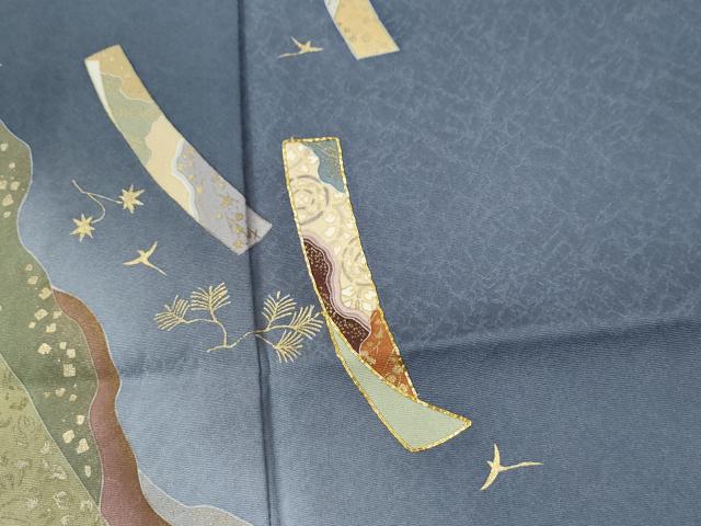平和屋着物●訪問着 作家物 駒刺繍 短冊飛鳥草花文 暈し染め 金彩 やまと誂製 正絹 逸品 CABG0142yc