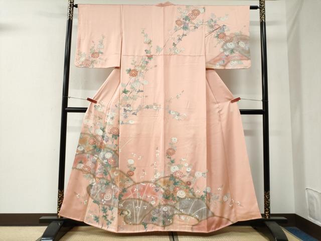 平和屋着物●訪問着 枝菊文 暈し染め 金彩 正絹 逸品 CABG0147yc