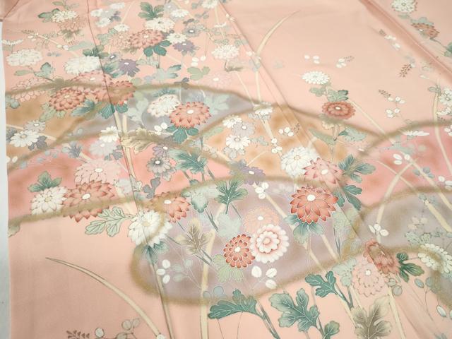 平和屋着物●訪問着 枝菊文 暈し染め 金彩 正絹 逸品 CABG0147yc