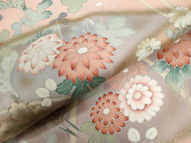 平和屋着物●訪問着 枝菊文 暈し染め 金彩 正絹 逸品 CABG0147yc