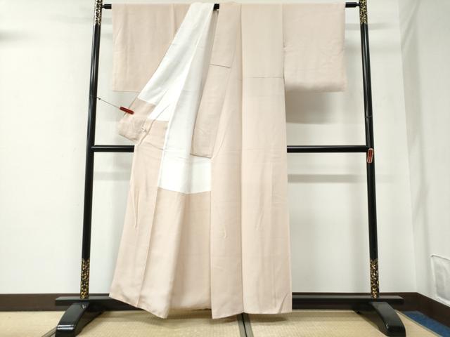 平和屋着物●上質な色無地 灰梅色 御召縮緬 正絹 逸品 CABG0160yc