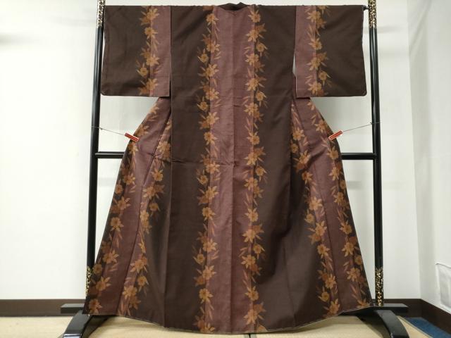 平和屋着物●上質な紬 枝花文 正絹 逸品 未使用 CABG0163yc
