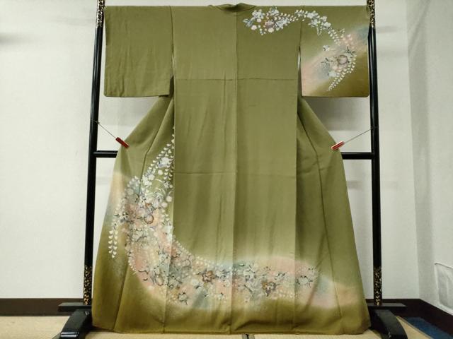 平和屋着物●訪問着 辻が花 絞り 暈し染め 金彩 正絹 逸品 CABG0164yc