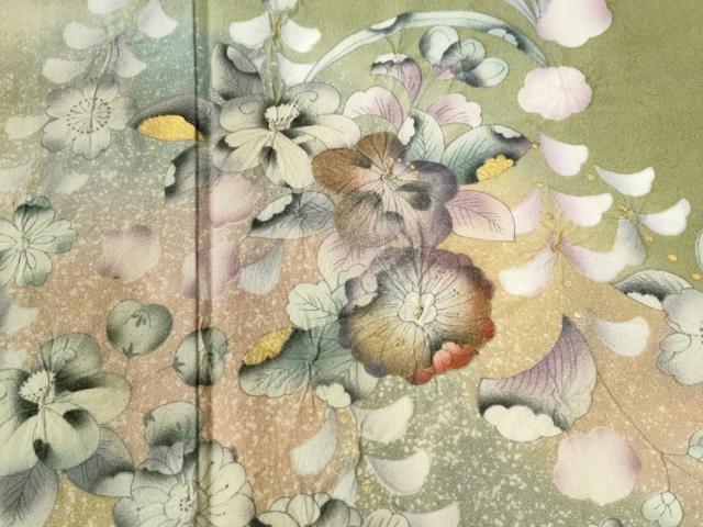 平和屋着物●訪問着 辻が花 絞り 暈し染め 金彩 正絹 逸品 CABG0164yc