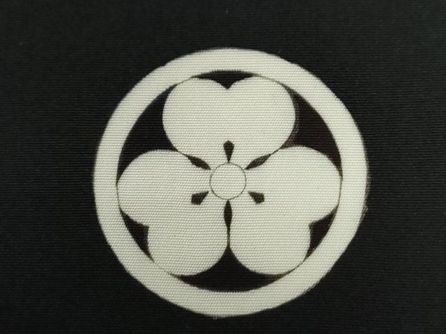 平和屋着物●男性 黒紋付 羽織セット 羽裏:遠山樹林文 正絹 逸品 CABG0183yc