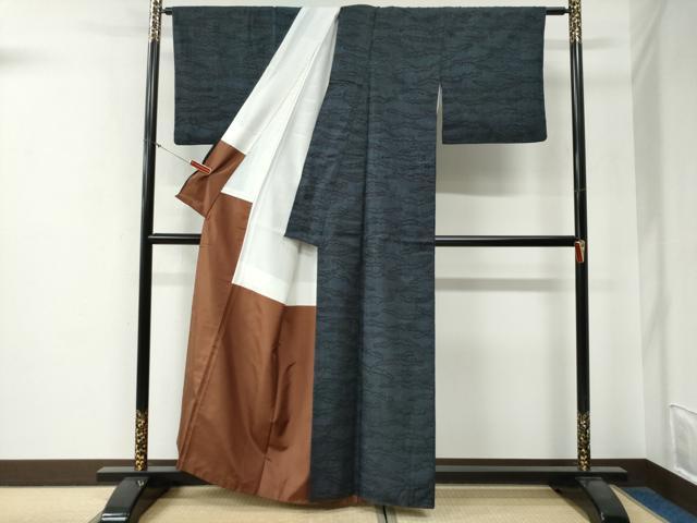 平和屋着物●結城紬 100亀甲 枝文 正絹 逸品 CABG0192yc