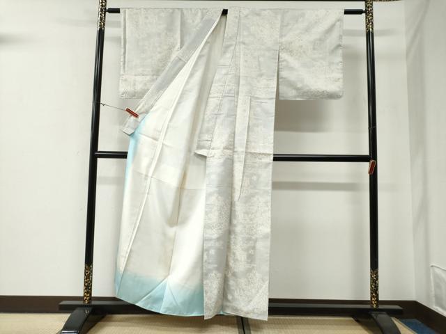 平和屋着物●本場大島紬 白大島 草花文 正絹 逸品 未使用 CABG0193yc