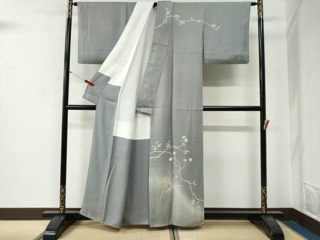 平和屋着物●中国三大刺繍 相良刺繍 訪問着 作家物 枝花文 暈し染め 正絹 逸品 CABG0196yc