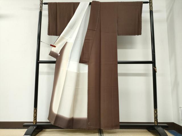 平和屋着物●上質な色無地 黒茶色 鈴乃屋扱い 正絹 逸品 未使用 CABG0200yc