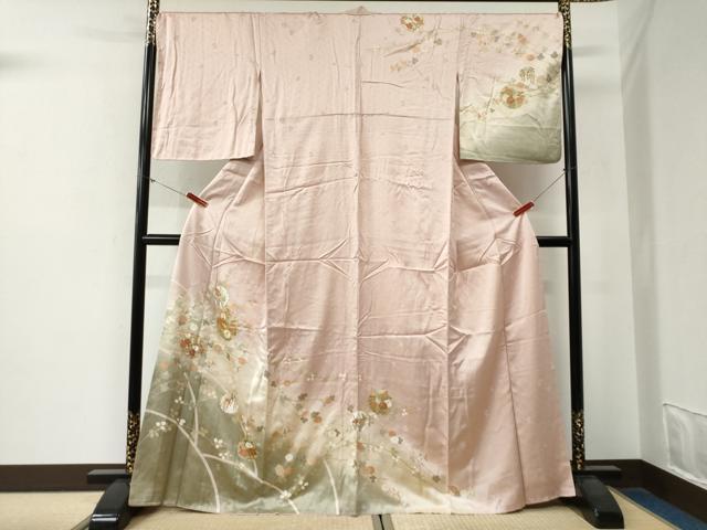 平和屋着物●訪問着 駒刺繍 雪輪花文 暈し染め 金彩 正絹 逸品 CABG0202yc