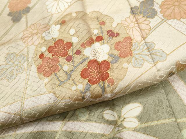 平和屋着物●訪問着 駒刺繍 雪輪花文 暈し染め 金彩 正絹 逸品 CABG0202yc