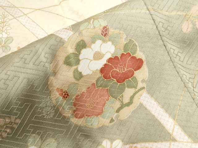 平和屋着物●訪問着 駒刺繍 雪輪花文 暈し染め 金彩 正絹 逸品 CABG0202yc