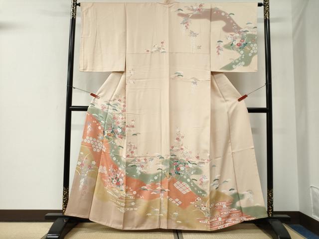 平和屋着物●訪問着 駒刺繍 吉祥花筏文 暈し染め 金彩 高島屋扱い 正絹 逸品 CABG0204yc