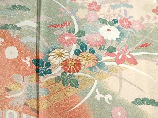 平和屋着物●訪問着 駒刺繍 吉祥花筏文 暈し染め 金彩 高島屋扱い 正絹 逸品 CABG0204yc