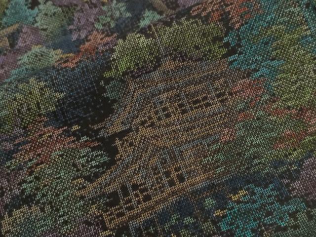 平和屋着物●本場大島紬 9マルキ 樹林京風景文 正絹 逸品 CABG0216yc