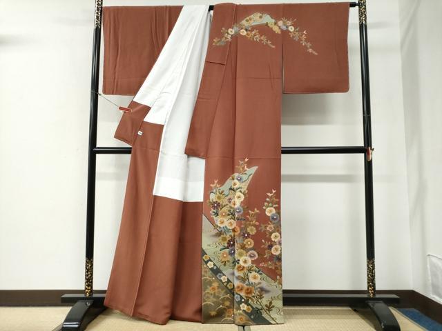 平和屋着物●十日町 加賀草木友禅の第一人者 田村哲彦 訪問着 流水菊花文 正絹 逸品 未使用 CABG0218yc
