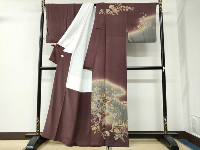 平和屋着物●十日町 加賀草木友禅の第一人者 田村哲彦 訪問着 鳳凰更紗花唐草文 暈し染め 正絹 逸品 CABG0220yc