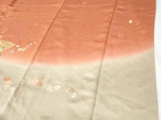 平和屋着物●十日町老舗ブランド 吉澤友禅 吾妻徳穂 訪問着 駒刺繍 立波扇橘花文 暈し染め 金彩 正絹 逸品 CABG0223yc