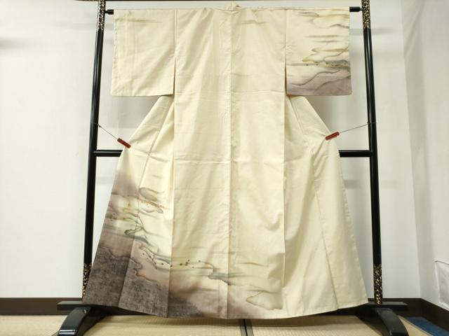 平和屋着物●訪問着 紬地 霞箔散らし 金彩 正絹 逸品 CABG0228yc