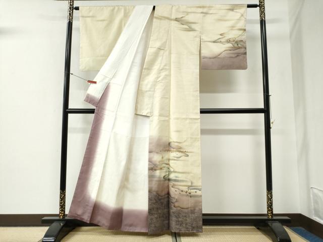 平和屋着物●訪問着 紬地 霞箔散らし 金彩 正絹 逸品 CABG0228yc