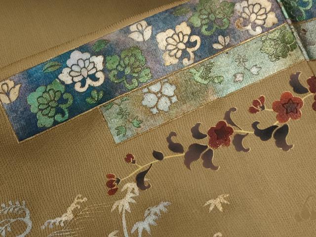 平和屋着物●訪問着 鳳凰立波更紗花唐草文 暈し染め 金銀彩 正絹 逸品 CABG0231yc