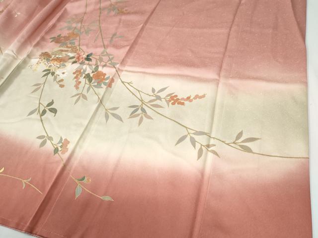 平和屋着物●訪問着 雪輪孔雀草花文 暈し染め 金彩 ロング丈 正絹 逸品 CABG0235yc