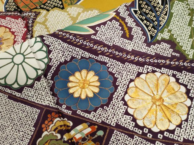 平和屋着物●女優・後藤久美子ブランド 振袖・長襦袢セット 駒刺繍 舞花文 金彩 正絹 逸品 CABG0245yc
