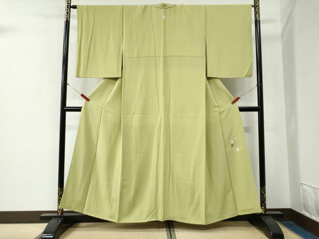 平和屋着物●本草木染作家 瑞寶 色無地 抹茶色 正絹 逸品 CABG0247yc