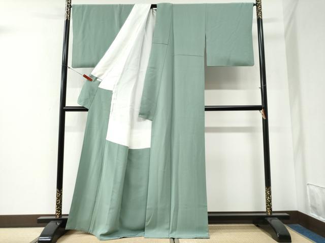 平和屋着物●本草木染作家 圓啓 色無地 薄青色 正絹 逸品 CABG0249yc