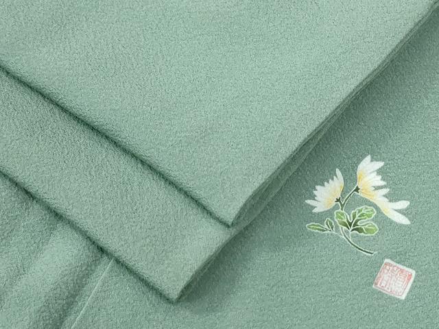 平和屋着物●本草木染作家 圓啓 色無地 薄青色 正絹 逸品 CABG0249yc