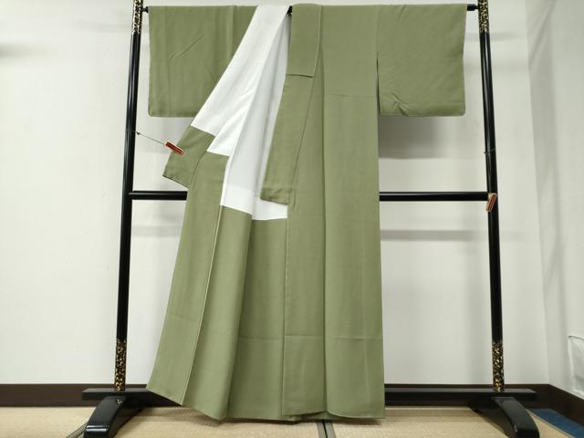 平和屋着物●上質な色無地 青丹色 正絹 逸品 未使用 CABG0250yc