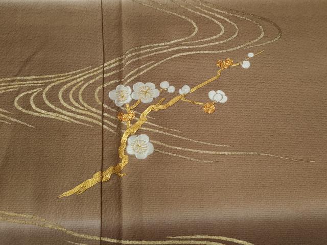平和屋着物●訪問着 駒刺繍 流水枝梅文 暈し染め 金彩 正絹 逸品 CABG0251yc