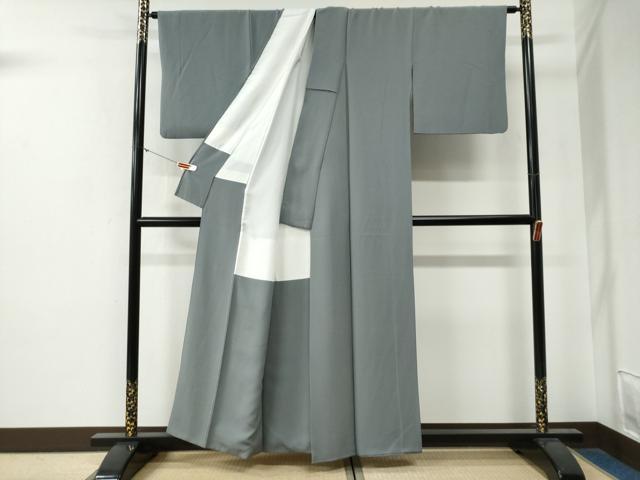 平和屋着物●本草木染作家 瑞寶 色無地 鼠色 正絹 逸品 CABG0261yc