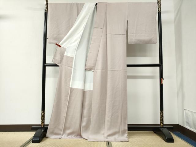 平和屋着物●上質な色無地 灰桜色 ロング丈 正絹 逸品 CABG0273yc