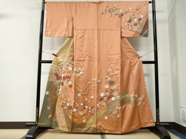 平和屋着物●訪問着 作家物 青海波花唐草松文 金彩 正絹 逸品 CABG0274yc