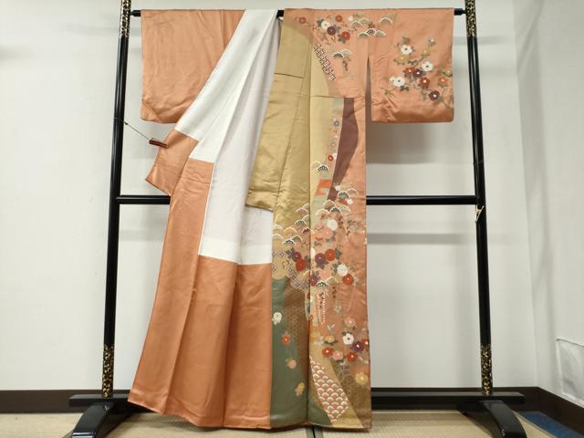 平和屋着物●訪問着 作家物 青海波花唐草松文 金彩 正絹 逸品 CABG0274yc